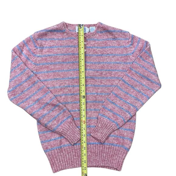 Northern Isles Size S New Zealand Wool Pink 80s Striped Vintage Henley Sweater - Picture 6 of 6